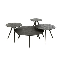 CAFE TABLE ROUND RECYCLE TEK BLACK SET OF 4 